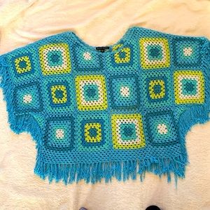 Boston Proper sweater M/L topper crochet festival metallic